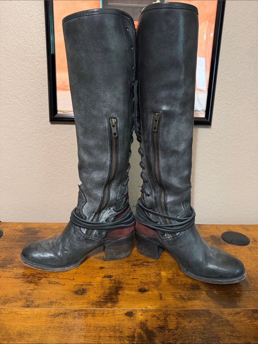 Freebird by Steven Coal Tall Black Leather Boots sz 7